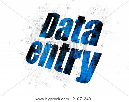 Data concept: Pixelated blue text Data Entry on Digital background