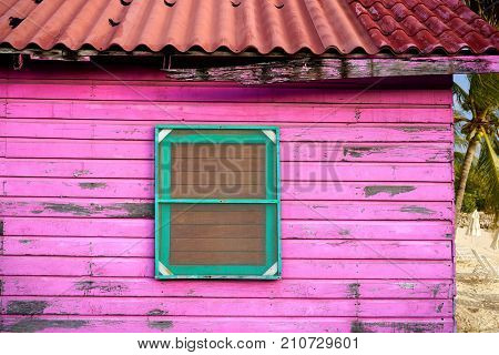 Mahahual Caribbean pink wood painted wall textures in Costa Maya Mexico
