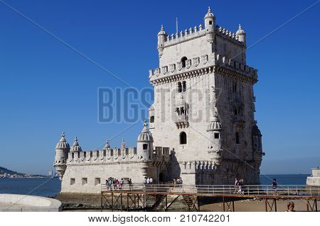 Tour of Belém, Torre de Belém in Portuguese - Lisbon, Portugal
The tower of Belém (or Torre de Belém in Portuguese). The tower of Belém was built on the edges of the Tagus in the freguesia of Santa Maria of Belém between 1514 and 1519 by king Manuel 