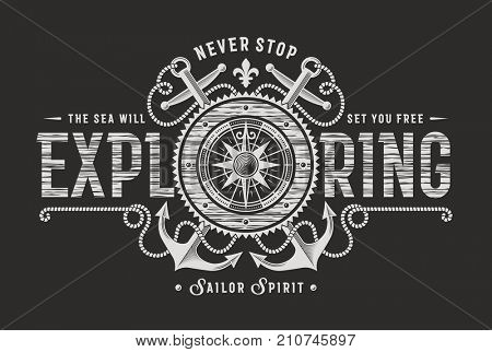 Vintage Never Stop Exploring Typography On Black Background