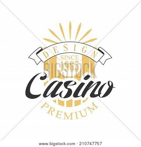 Casino premium logo design, colorful vintage gambling badge or emblem since 1965 vector Illustration on a white background