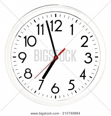 Black Wall Clock. Isolated On White Background.