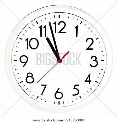 Black Wall Clock. Isolated On White Background.