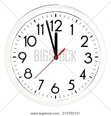 Black Wall Clock. Isolated On White Background.