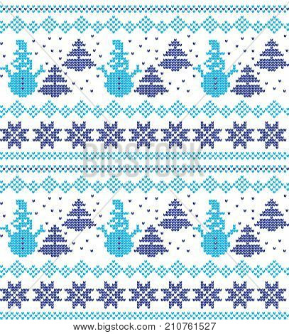 Winter Holiday Seamless Knitting Pattern with a Christmas Trees. Christmas Knitting Sweater Design. Wool Knitted Texture