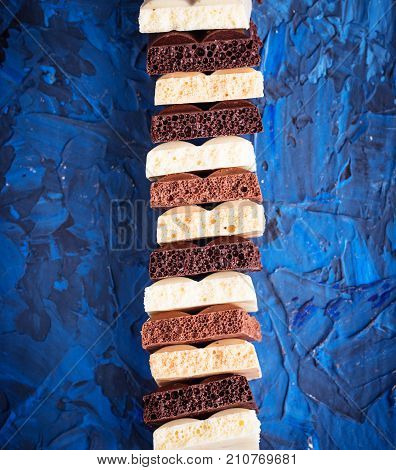 Different type of chocolate. A top view