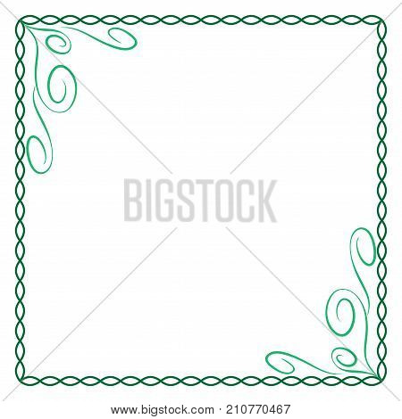 Frame green. Color framework isolated on white background. Decoration chain concept. Modern art scoreboard. Border from ovals and curves. Decoration banner rim. Stock vector illustration