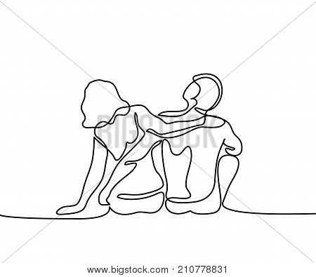 Young Couple In Love Sitting