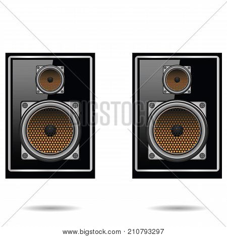 illustration with musical speakers isolated on white background