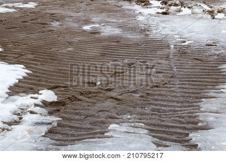Rippled sand on the beach in Afton State Park Minnesota.