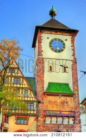 Schwabentor, a medieval city gate in Freiburg im Breisgau - Baden-Wurttemberg, Germany