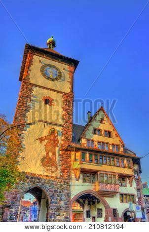 Schwabentor, a medieval city gate in Freiburg im Breisgau - Baden-Wurttemberg, Germany