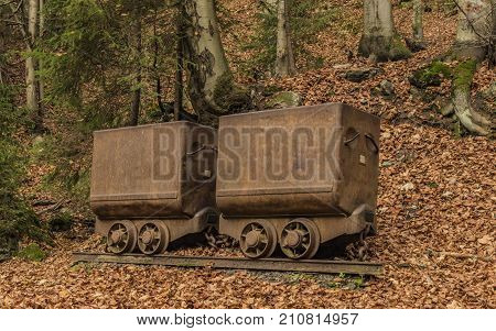 Mine Carts Near Cerny Dul Village In Autumn Color Day