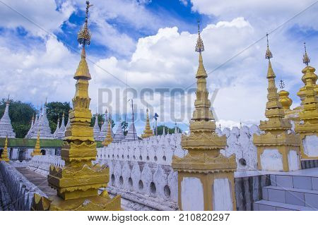 MANDALAY MYANMAR - SEP 02 : Sandamuni Pagoda in Mandalay Myanmar on September 02 2017 Sandamuni Pagoda is a Buddhist stupa located southwest of Mandalay Hill