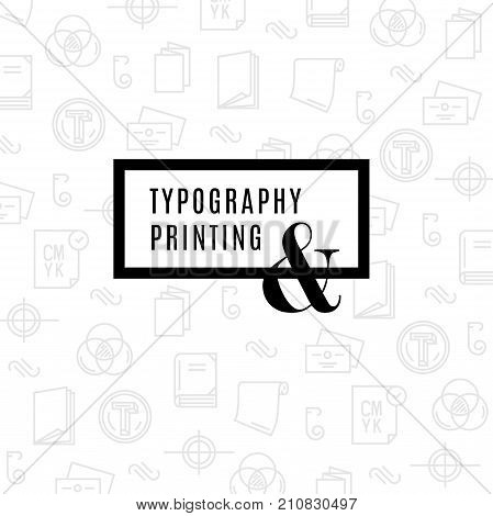 Flat line icons of Print design process from color selection and coloring test to color printing printing on t-shirts and print corporate identity pattern