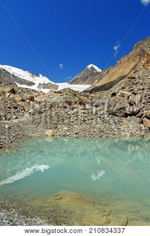 Small Lake In Aktru Valley. Altai Republic, Russia