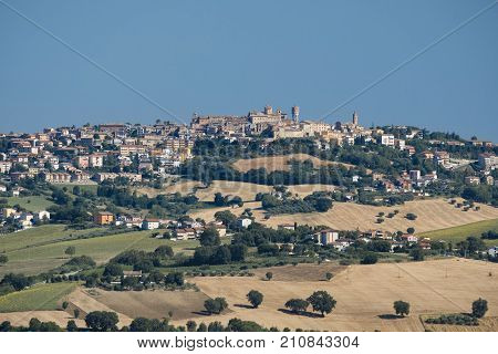 Rural landscape along the road from Filottrano to Appignano (Ancona Marches Italy) at summer.