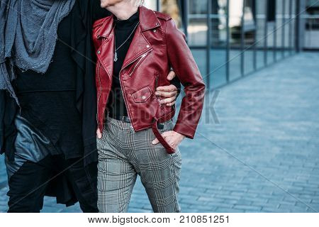 Stylish Couple Walking On Street