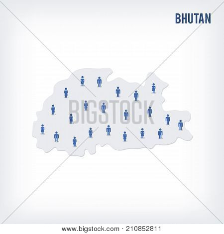 Vector People Map Of Bhutan . The Concept Of Population.