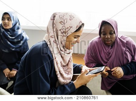 Group of Muslim students 