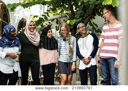 A group of diverse teenagers