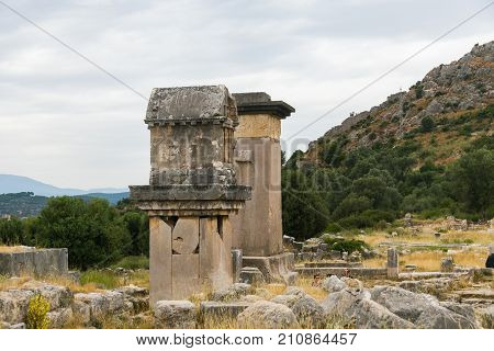 Ancient Tombs In Xantos - Lycian Capital Located In Antalya Province Of Turkey
