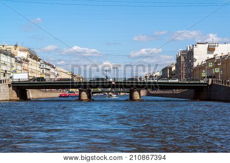 St. Petersburg, Russia - June 04.2017 Semyonovsky Bridge on the Fontanka River