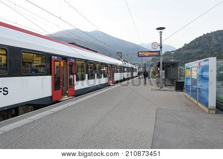 Train Station Of Lamone With People On Movement