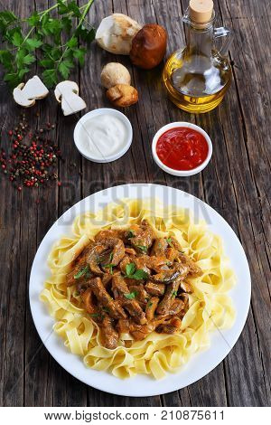 Italian Fettuccine Topped With Stewed Beef