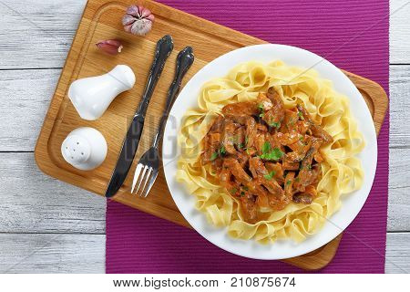 Tasty Pasta Topped With Beef Stroganoff