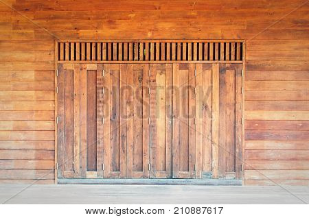 old asian style vintage wooden shop door or home vintage color tone effect