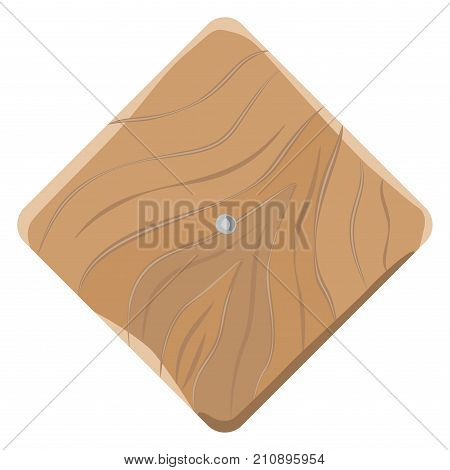 Wooden square advertising signboard vector illustration isolated on white background. Empty billboard for announcements and messanges