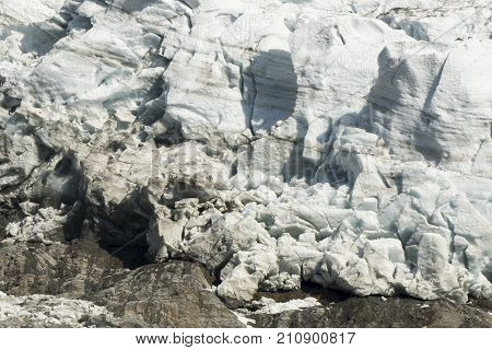 Amazing view of the Glacier des Bossons . French Alps. Chamonix.