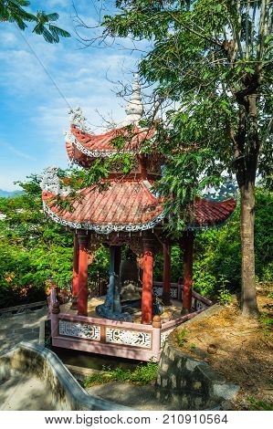 A bower gazebo, on the territory of the pagoda of Long Shon, Vietnam
