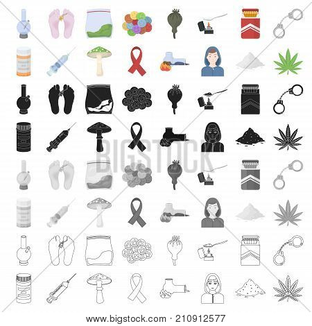 Drugs set icons in cartoon style. Big collection drugs vector symbol stock