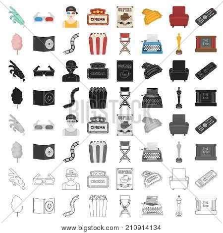 Films and cinema set icons in cartoon style. Big collection films and cinema vector symbol stock