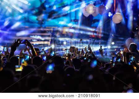 Hand With A Smartphone Records Live Music Festival