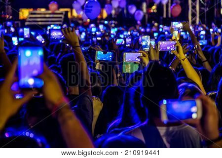 Hand With A Smartphone Records Live Music Festival