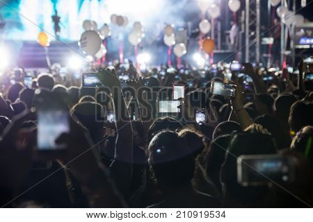 Hand With A Smartphone Records Live Music Festival
