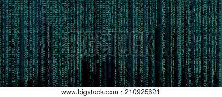 Binary Code Banner. Data And Technology, Decryption And Encryption