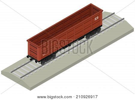 Cargo train cars. Railway isometric carriage. 3D