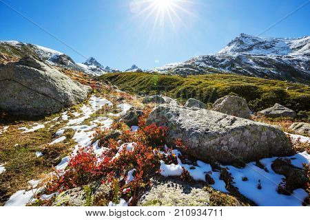 Autumn season in  Kackar Mountains in the Black Sea region of Turkey. Beautiful mountains landscape.