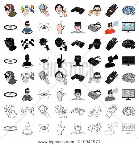 Virtual reality set icons in cartoon design. Big collection of virtual reality vector symbol stock illustration