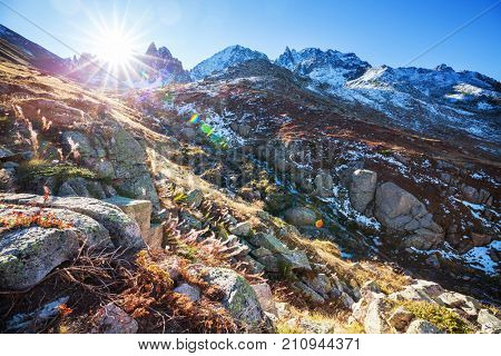 Autumn season in  Kackar Mountains in the Black Sea region of Turkey. Beautiful mountains landscape.