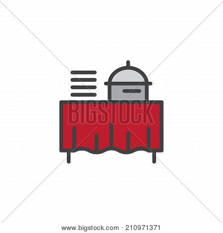 Setout filled outline icon, line vector sign, linear colorful pictogram isolated on white. Buffet self service restaurant symbol, logo illustration. Pixel perfect vector graphics