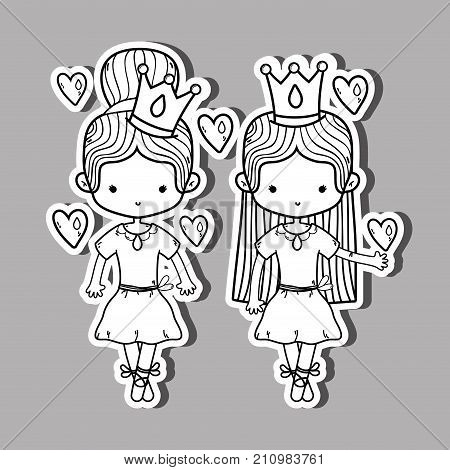 girls practice ballet to elegant preformer vector illustration