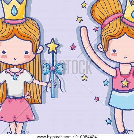 girls practice ballet to elegant preformer vector illustration