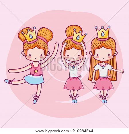 girls practice ballet to elegant preformer vector illustration