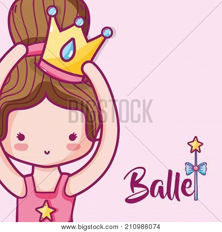 girl practice ballet to elegant preformer vector illustration