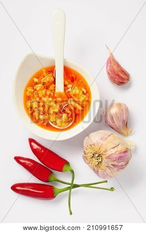 aglio olio and peperoncino isolated over white